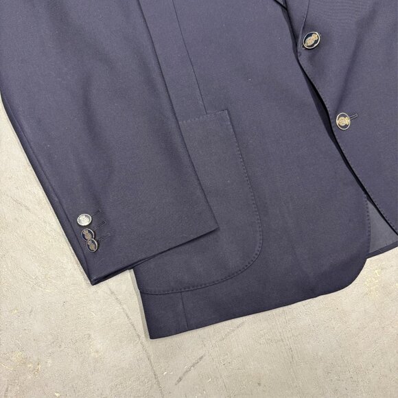 Garverys Cambridge Belair Blazer Patch Pockets Wool Sport Coat England Blue 44R - Picture 4 of 13